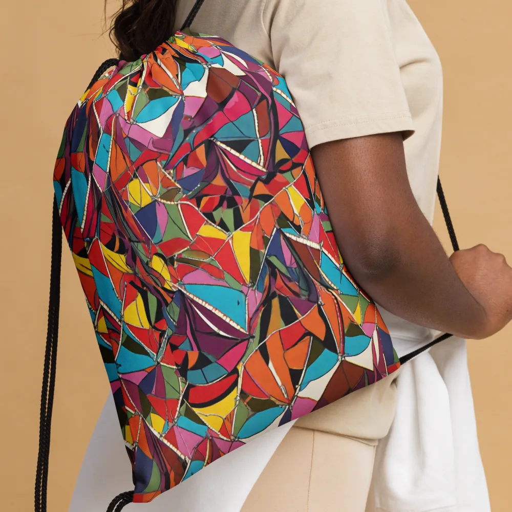 Stained Glass Static on Drawstring Bag — Front