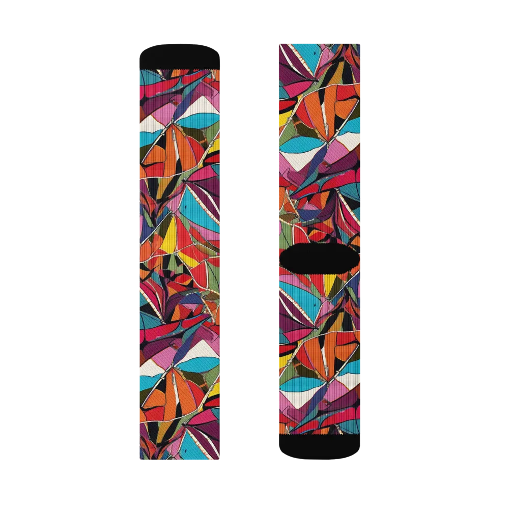 Stained Glass Static on Socks — Left Sock