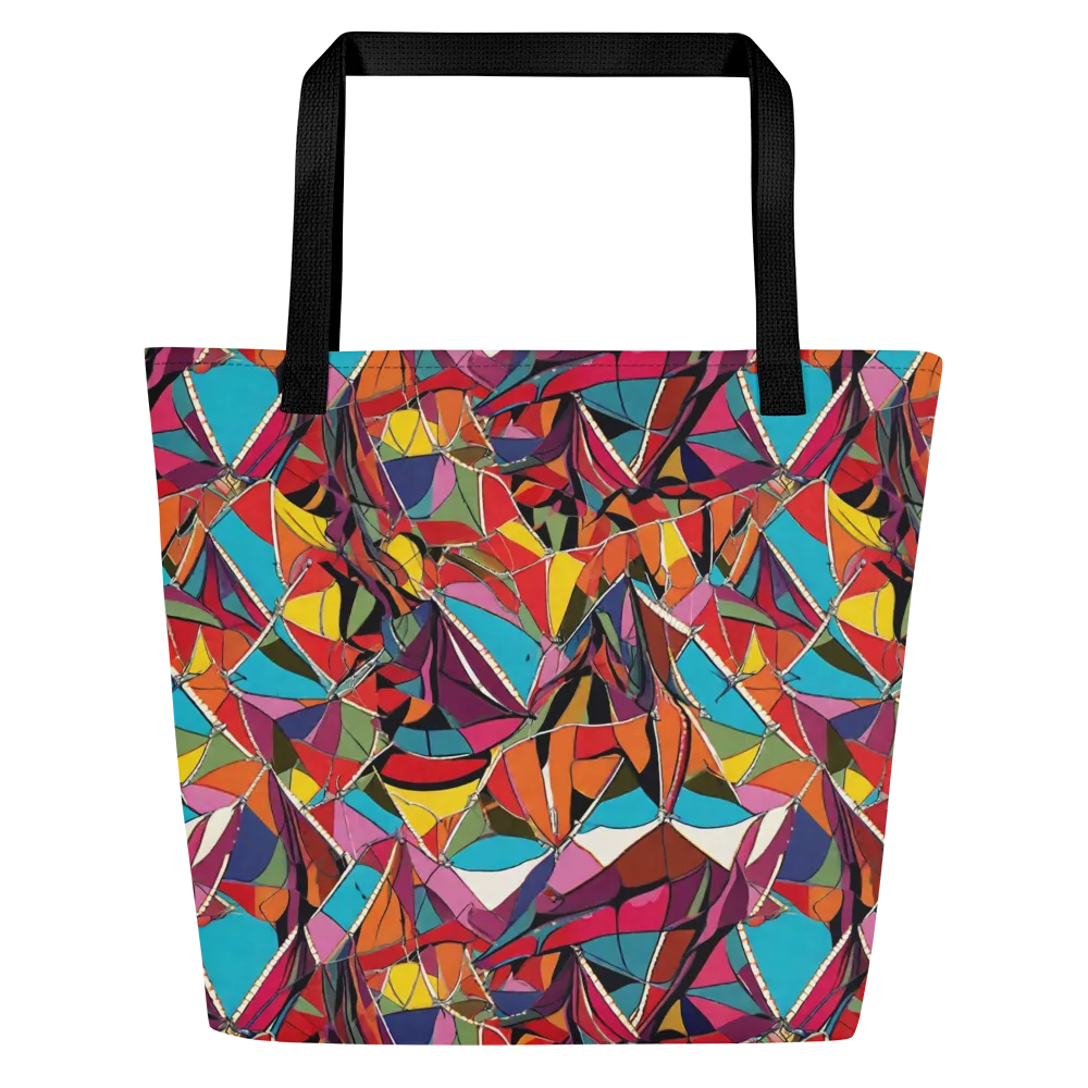 Stained Glass Static on Large Tote Bag W/ Pocket — Front