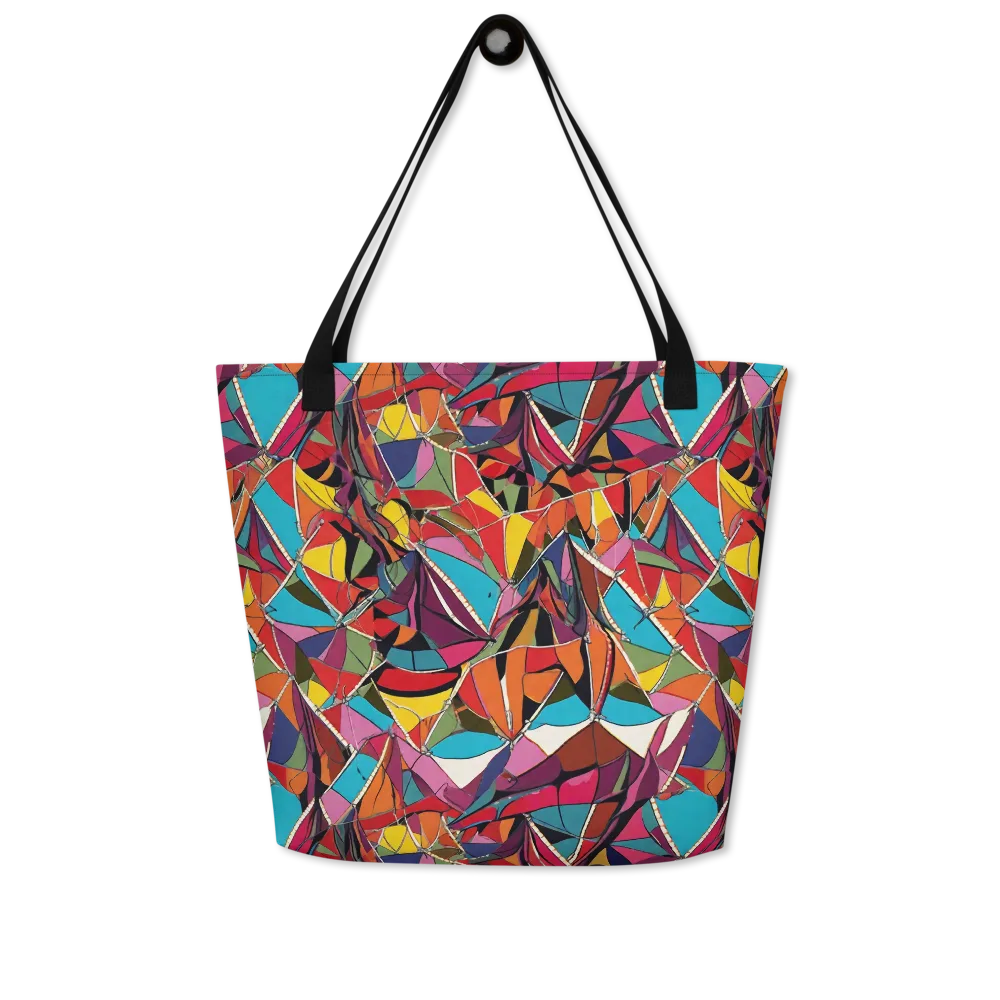 Stained Glass Static on Large Tote Bag W/ Pocket — Front