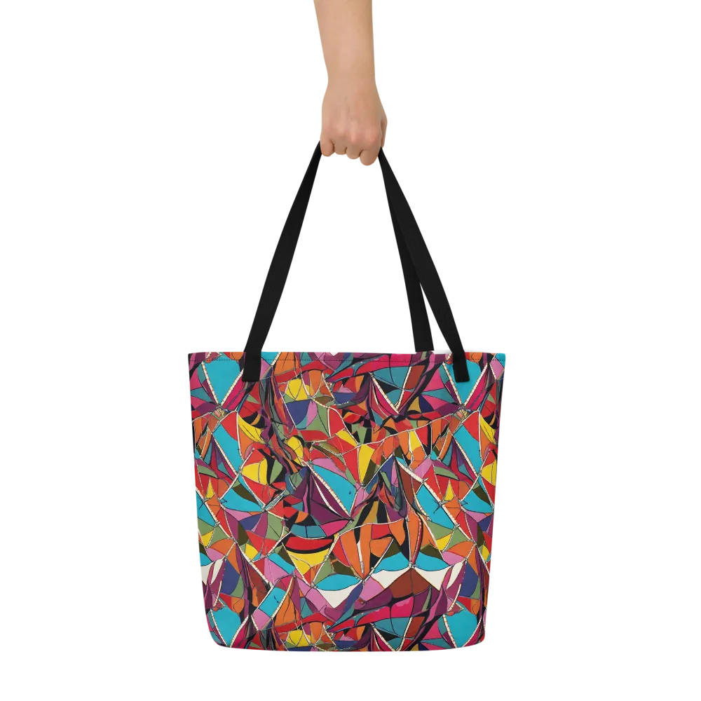 Stained Glass Static on Large Tote Bag W/ Pocket — Front