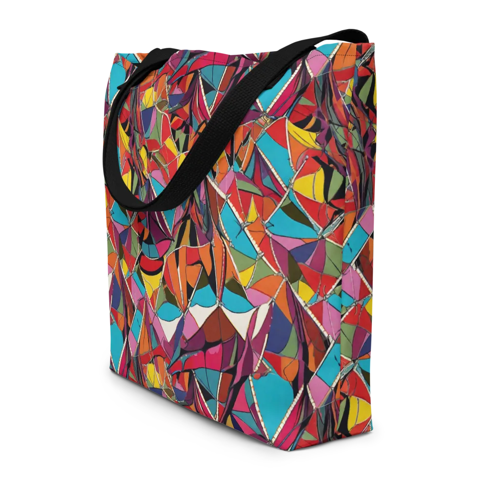 Stained Glass Static on Large Tote Bag W/ Pocket — Front