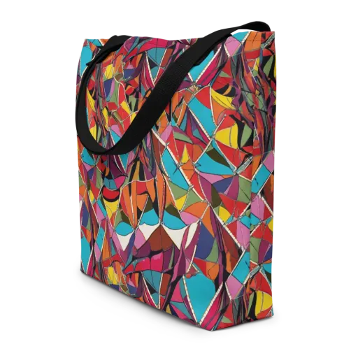 Stained Glass Static on a Large Tote Bag W/ Pocket