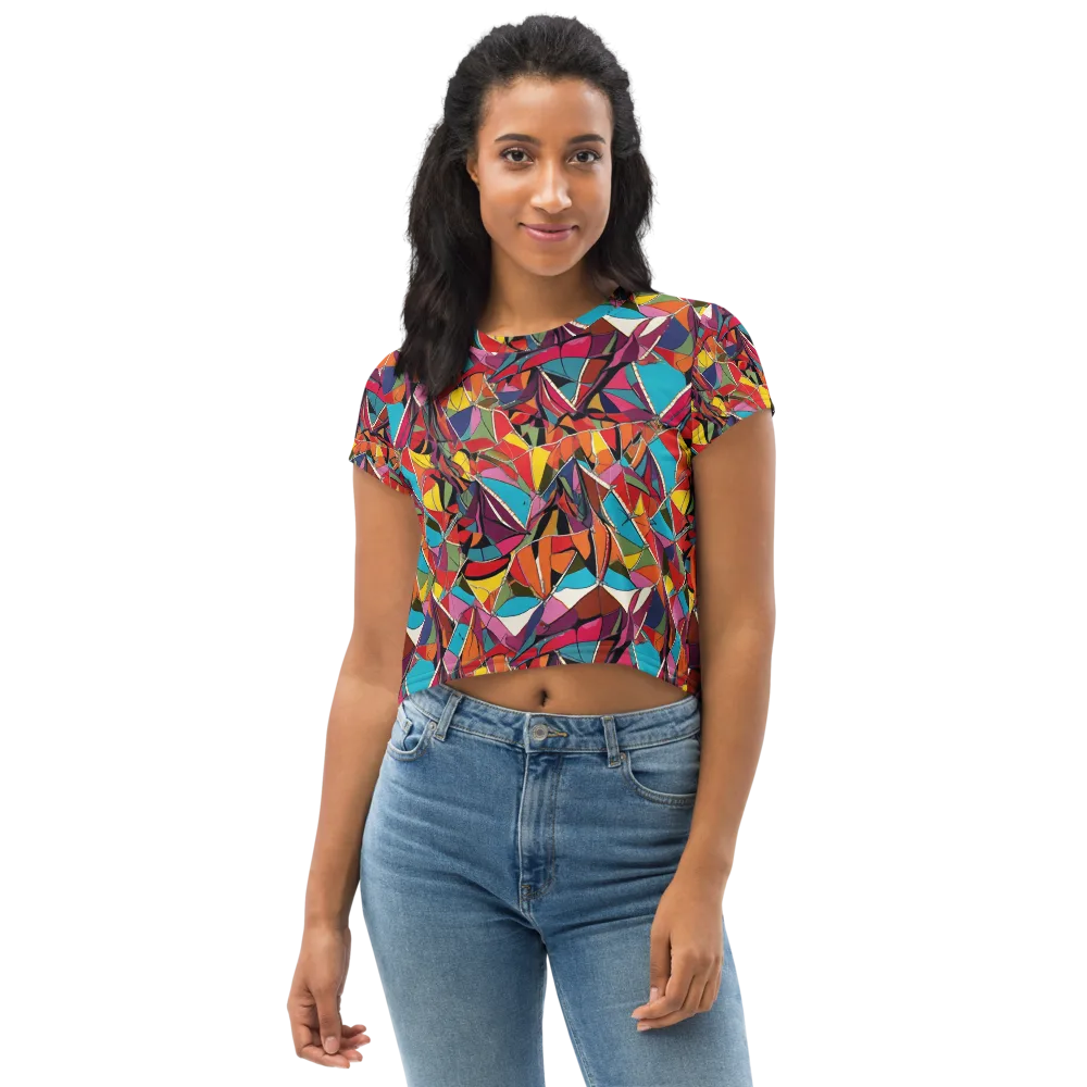 Stained Glass Static on Crop Tee — Front