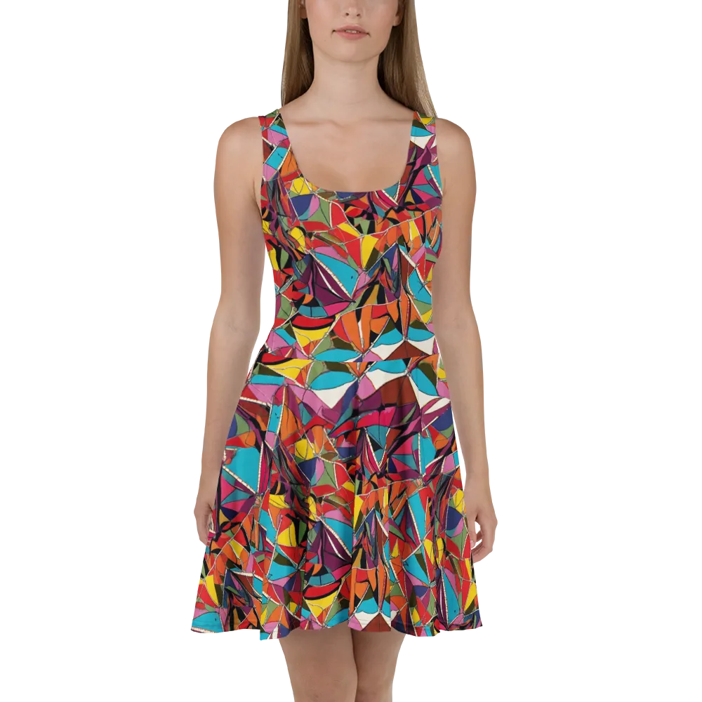 Stained Glass Static on Skater Dress — Front