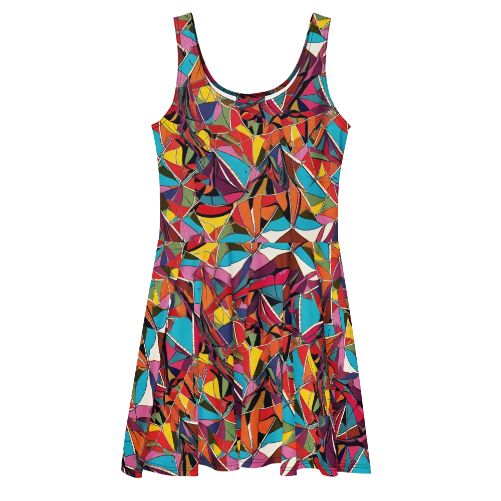 Stained Glass Static on Skater Dress — Front