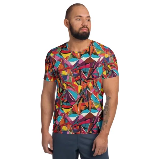 Stained Glass Static on a Men's Athletic T-Shirt