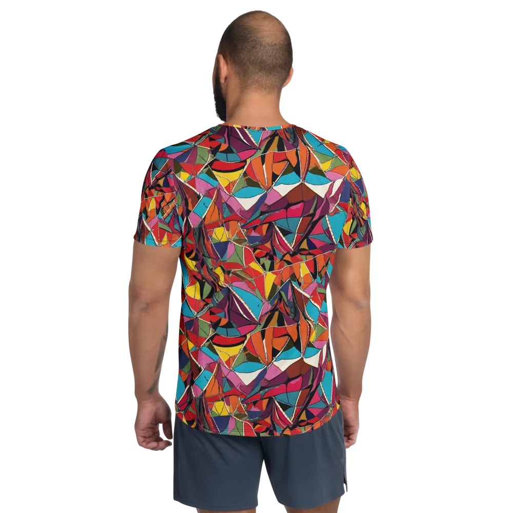 Stained Glass Static on Men's Athletic T-Shirt — Back