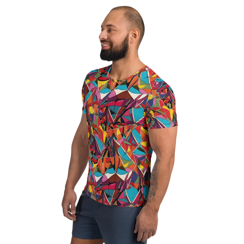 Stained Glass Static on Men's Athletic T-Shirt — Left