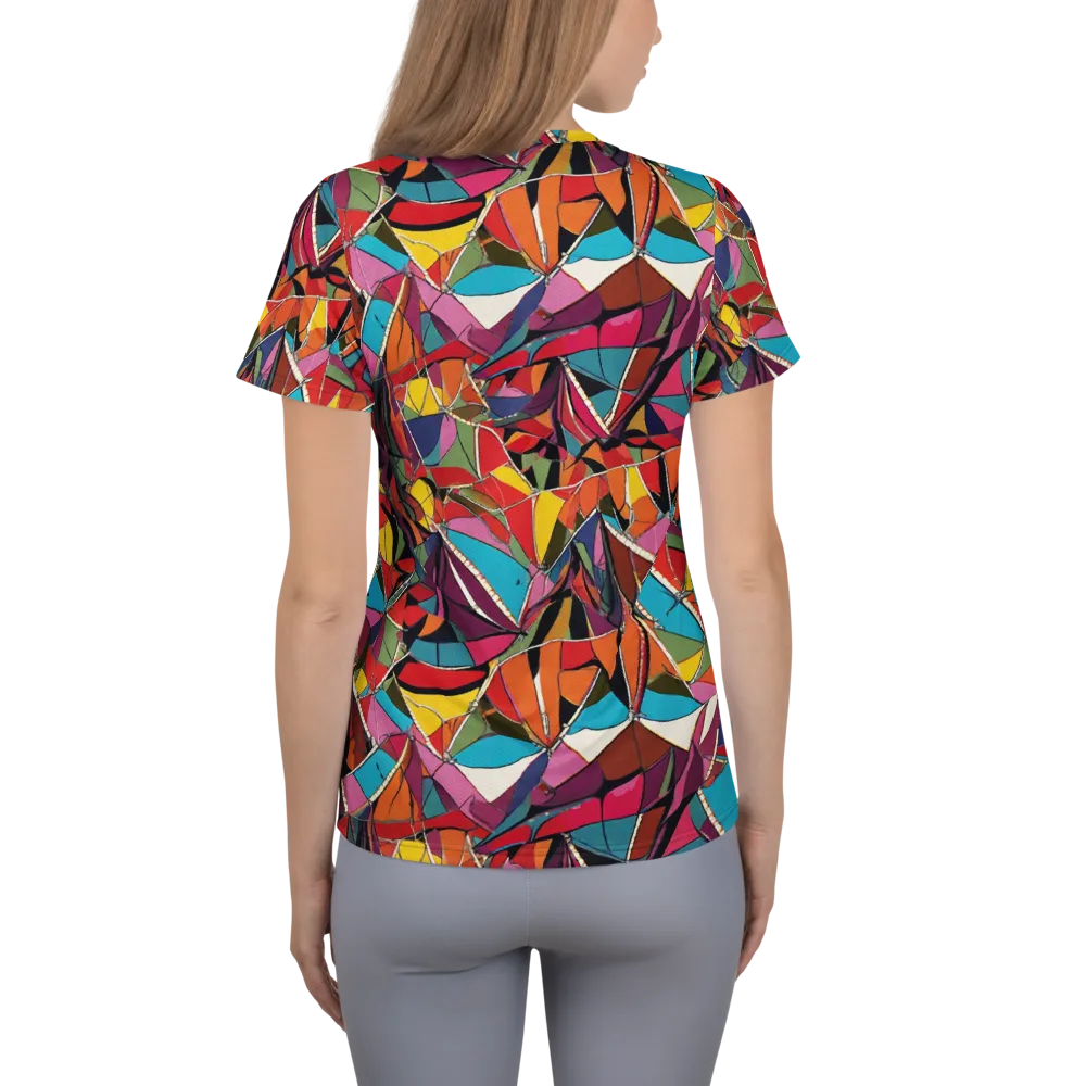 Stained Glass Static on Women's Athletic T-Shirt — Back