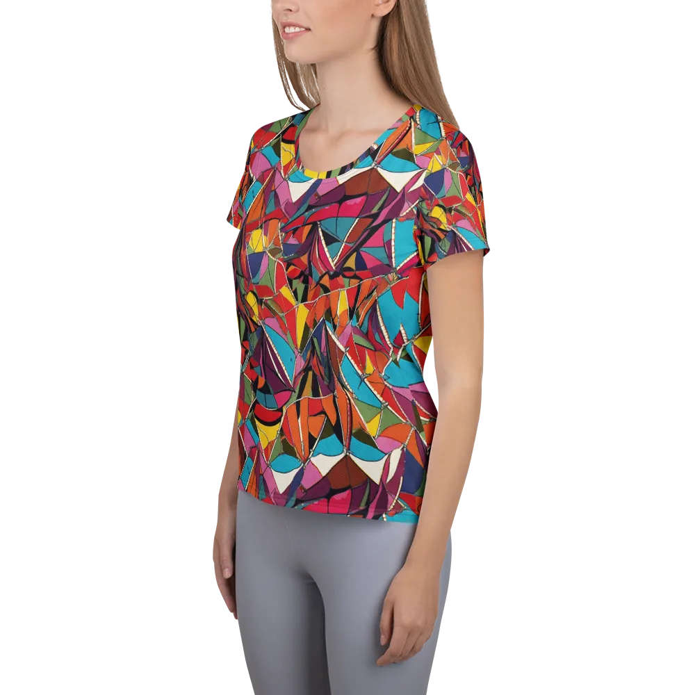 Stained Glass Static on Women's Athletic T-Shirt — Left