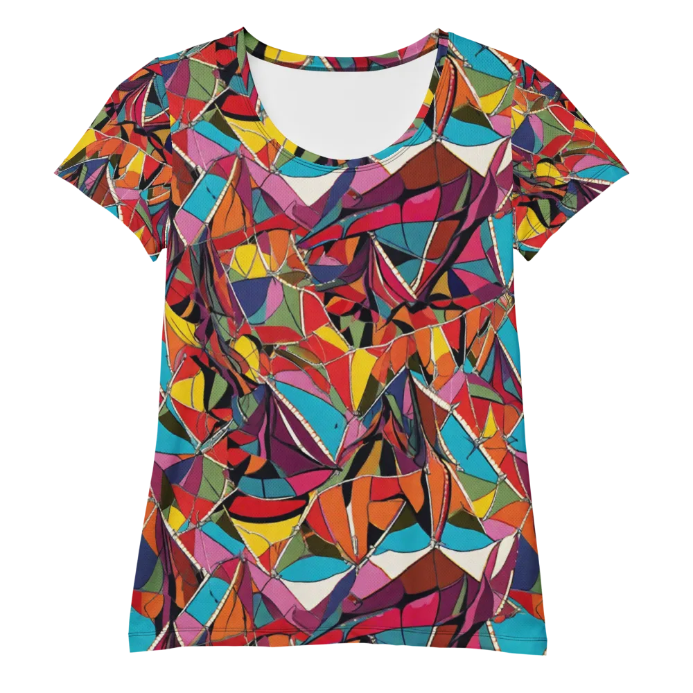 Stained Glass Static on Women's Athletic T-Shirt — Front