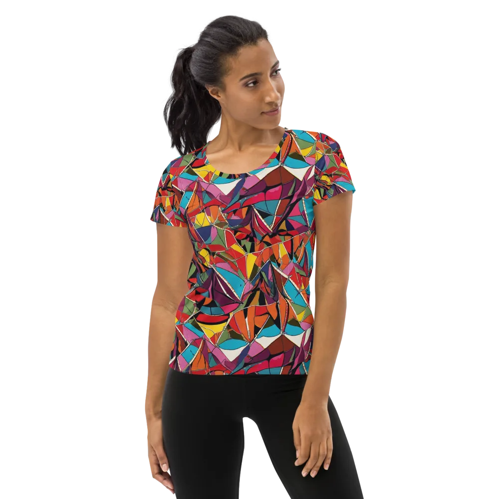 Stained Glass Static on Women's Athletic T-Shirt — Front