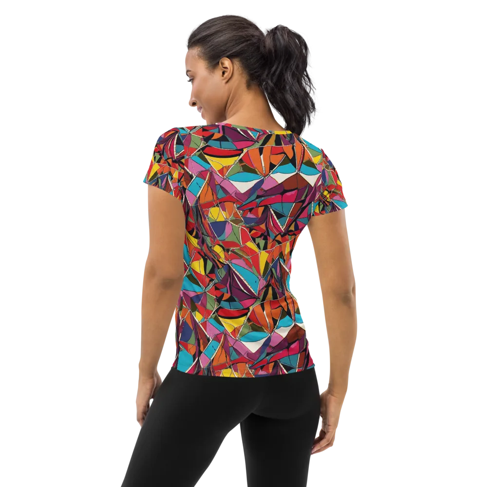 Stained Glass Static on Women's Athletic T-Shirt — Back