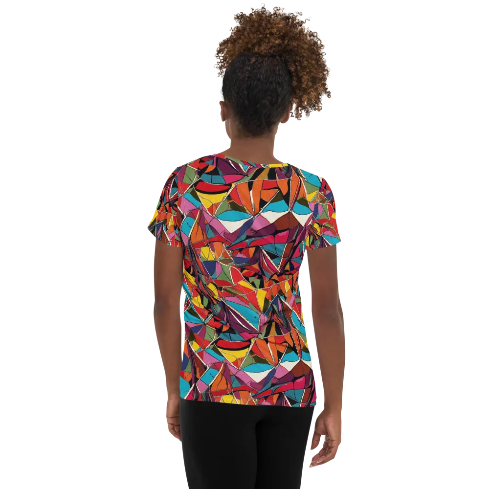 Stained Glass Static on Women's Athletic T-Shirt — Back