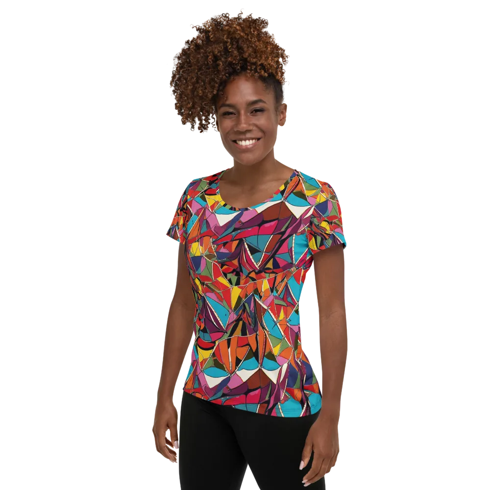 Stained Glass Static on Women's Athletic T-Shirt — Left