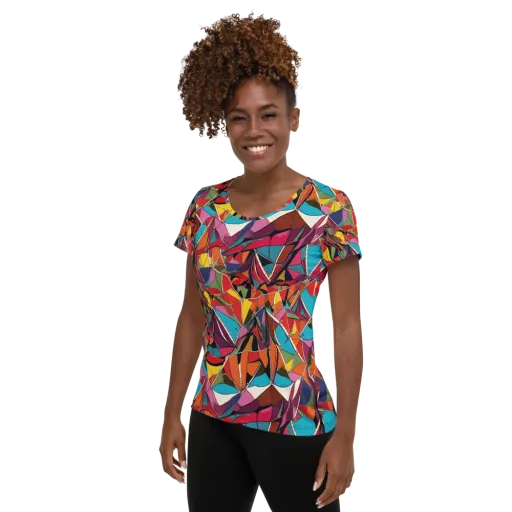 Stained Glass Static on a Women's Athletic T-Shirt