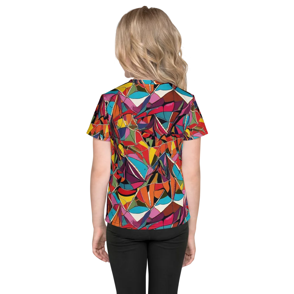 Stained Glass Static on Kids Crew Neck T-Shirt — Back