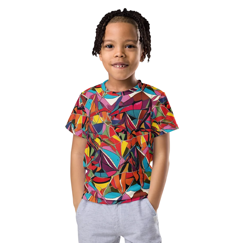Stained Glass Static on Kids Crew Neck T-Shirt — Front