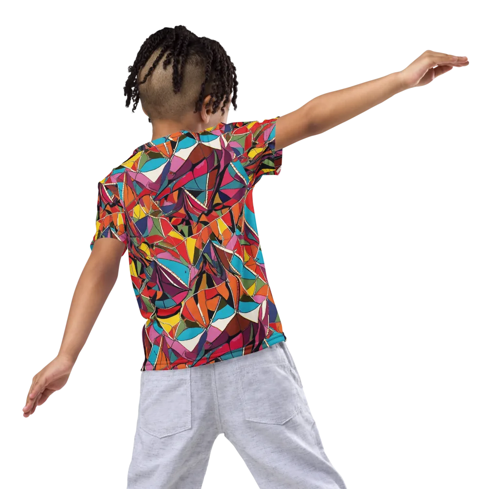 Stained Glass Static on Kids Crew Neck T-Shirt — Back
