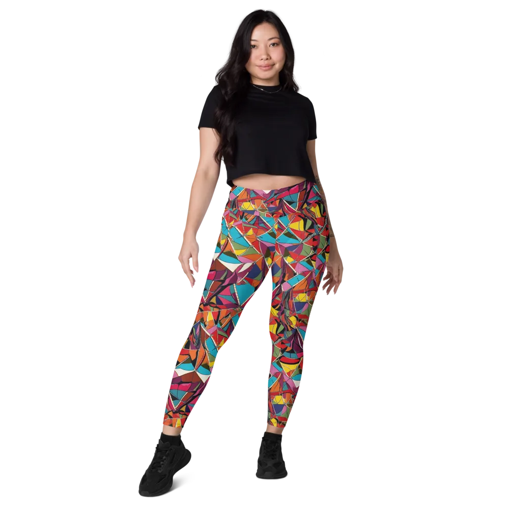 Stained Glass Static on Leggings with Pockets — Front
