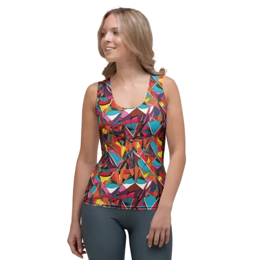 Stained Glass Static on a Women's Tank Top