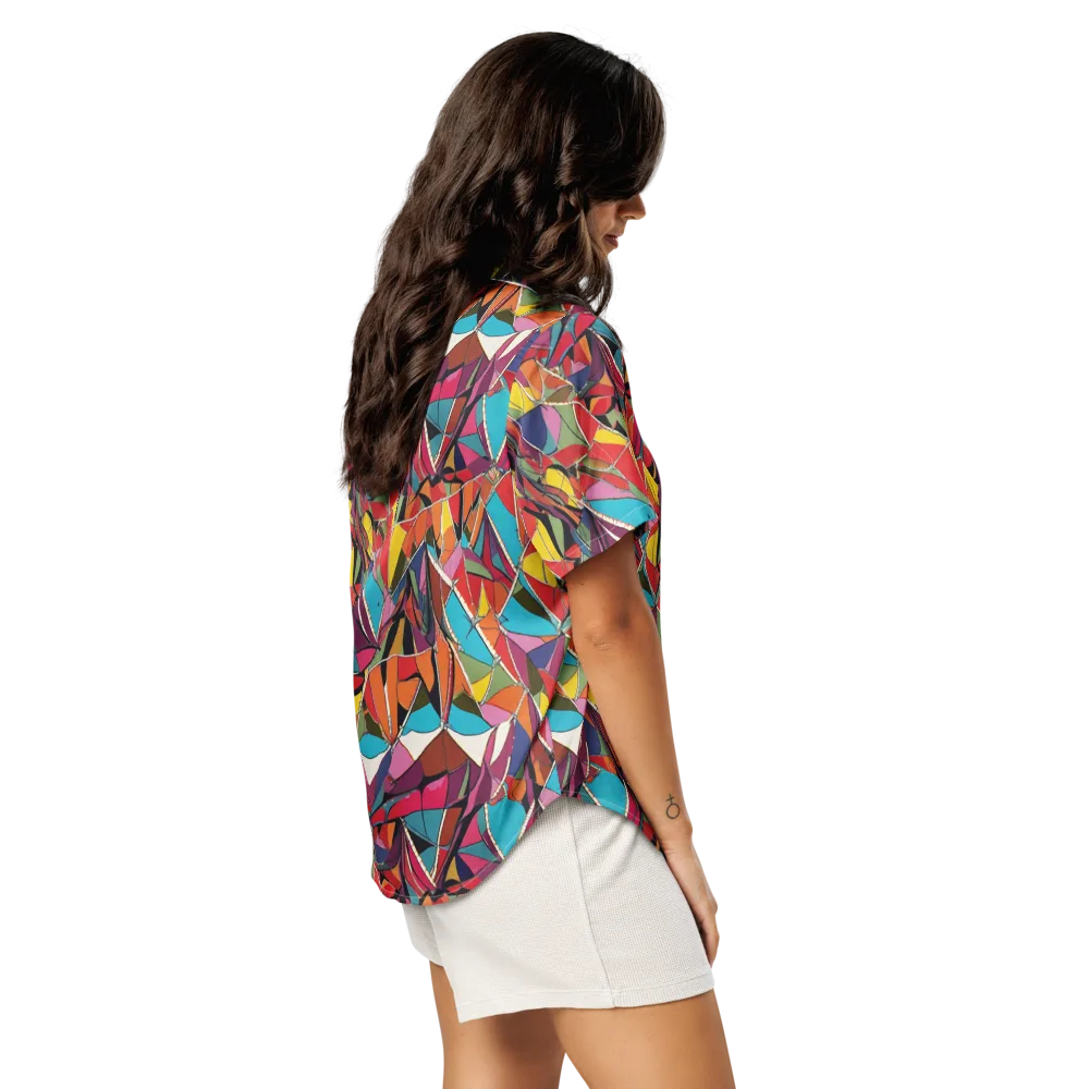 Stained Glass Static on Women's Short Sleeve Pajama Top — Right Back
