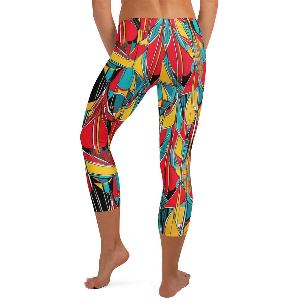 Carnival Drapery on Capri Leggings — Back
