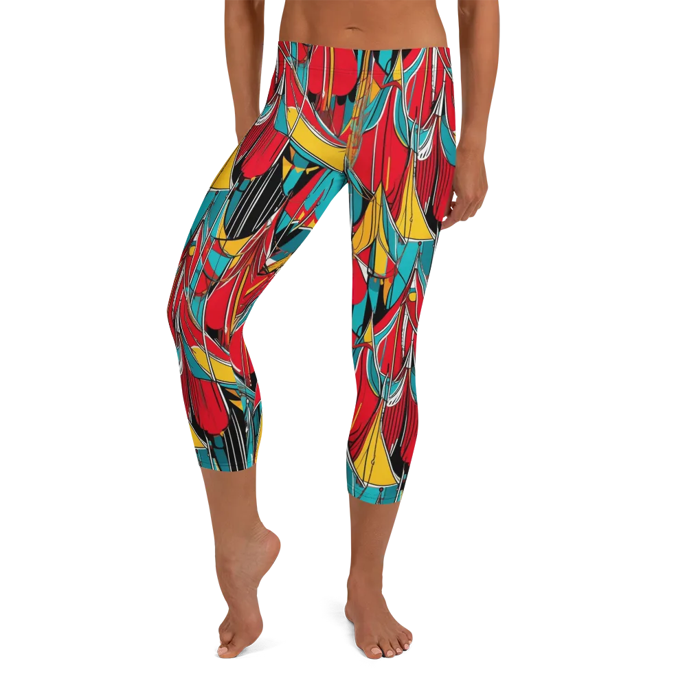 Carnival Drapery on Capri Leggings — Front