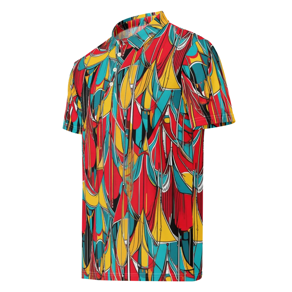Carnival Drapery on Men's Slim Fit Polo Shirt — Left Front