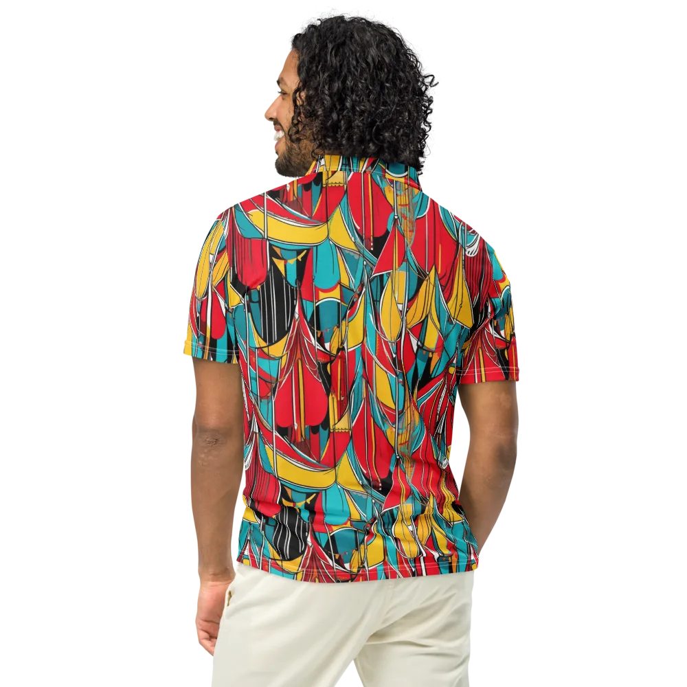 Carnival Drapery on Men's Slim Fit Polo Shirt — Back