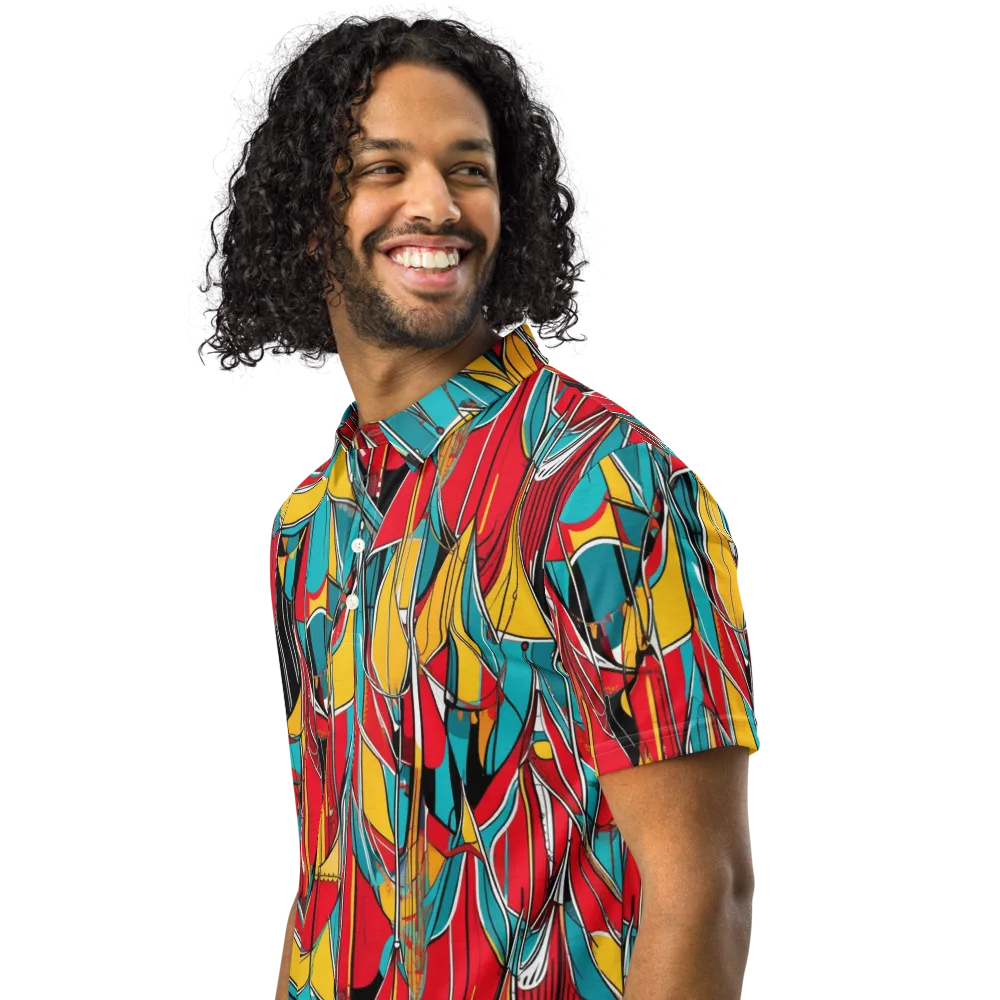 Carnival Drapery on Men's Slim Fit Polo Shirt — Left Front