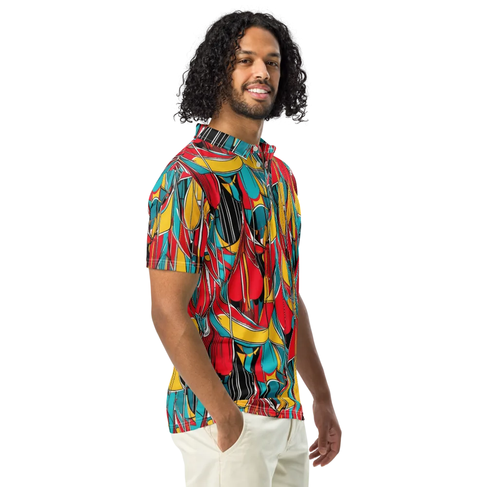 Carnival Drapery on Men's Slim Fit Polo Shirt — Right Front