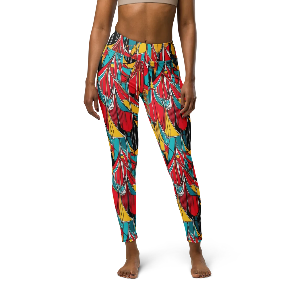 Carnival Drapery on Yoga Leggings — Front