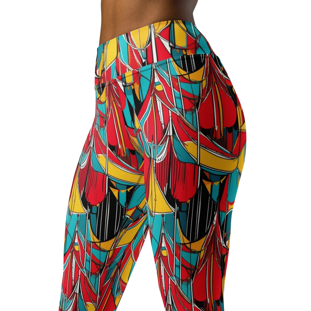 Carnival Drapery on Yoga Leggings — Left Front
