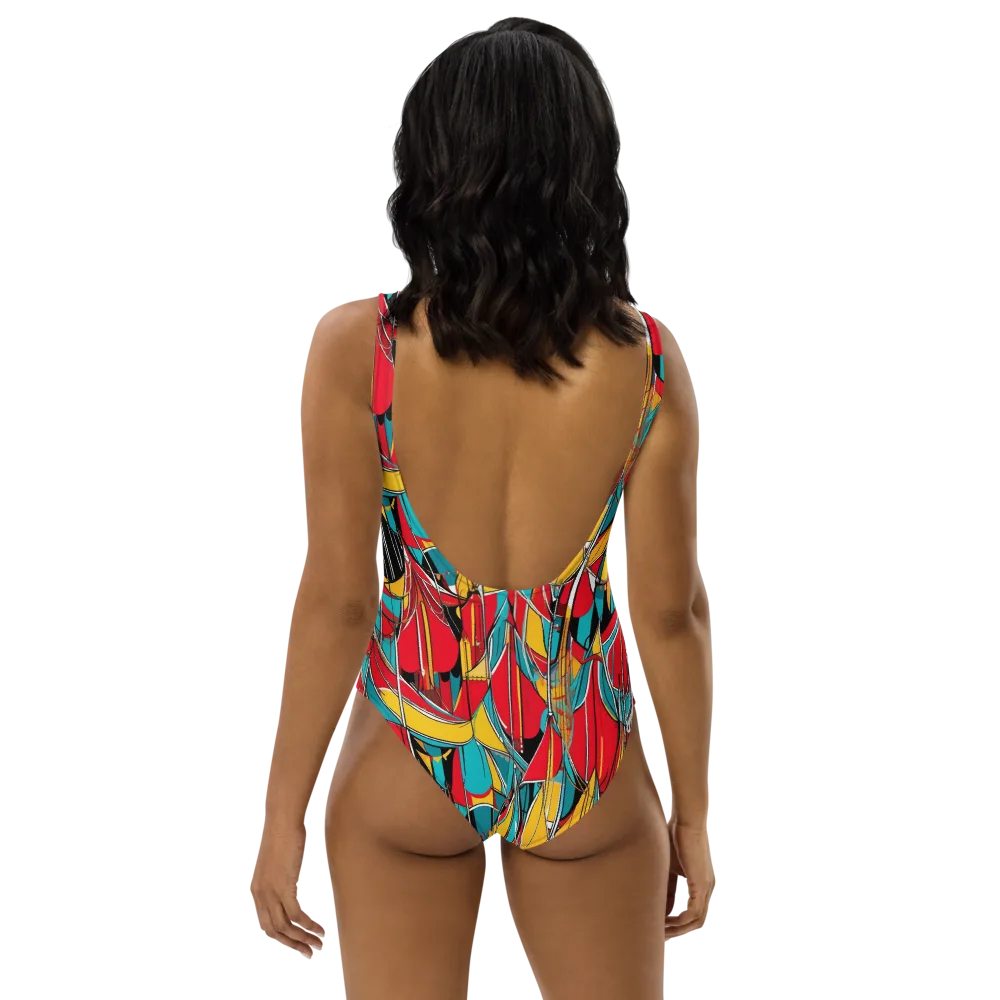 Carnival Drapery on One-Piece Swimsuit — Back