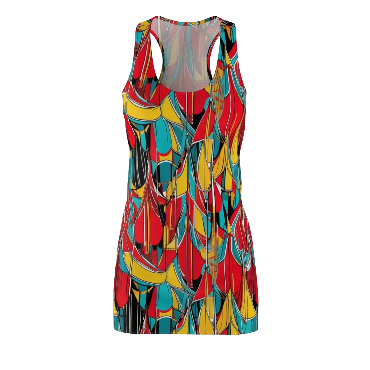 Carnival Drapery on Racerback Dress — Front