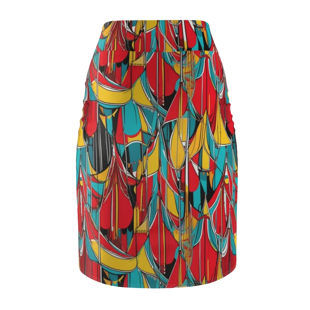 Carnival Drapery on Pencil Skirt — Back