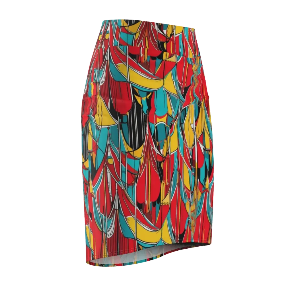 Carnival Drapery on Pencil Skirt — Front Side