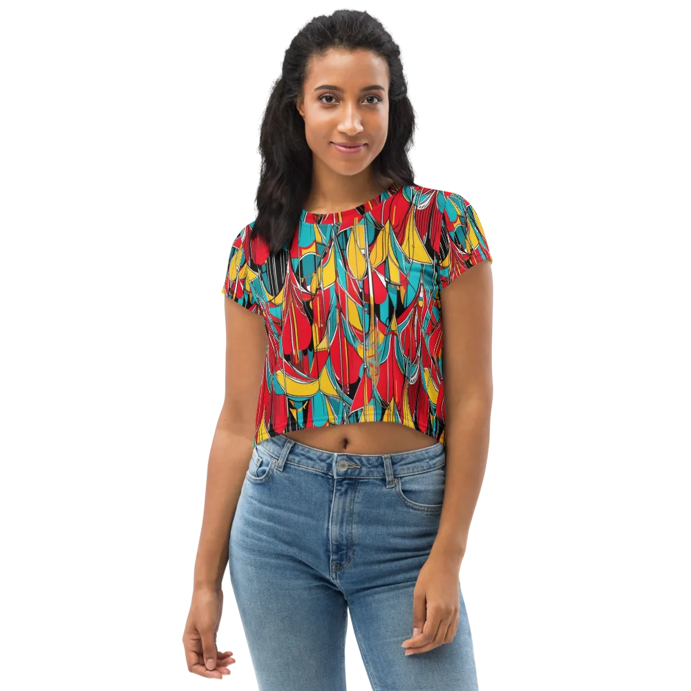 Carnival Drapery on Crop Tee — Front