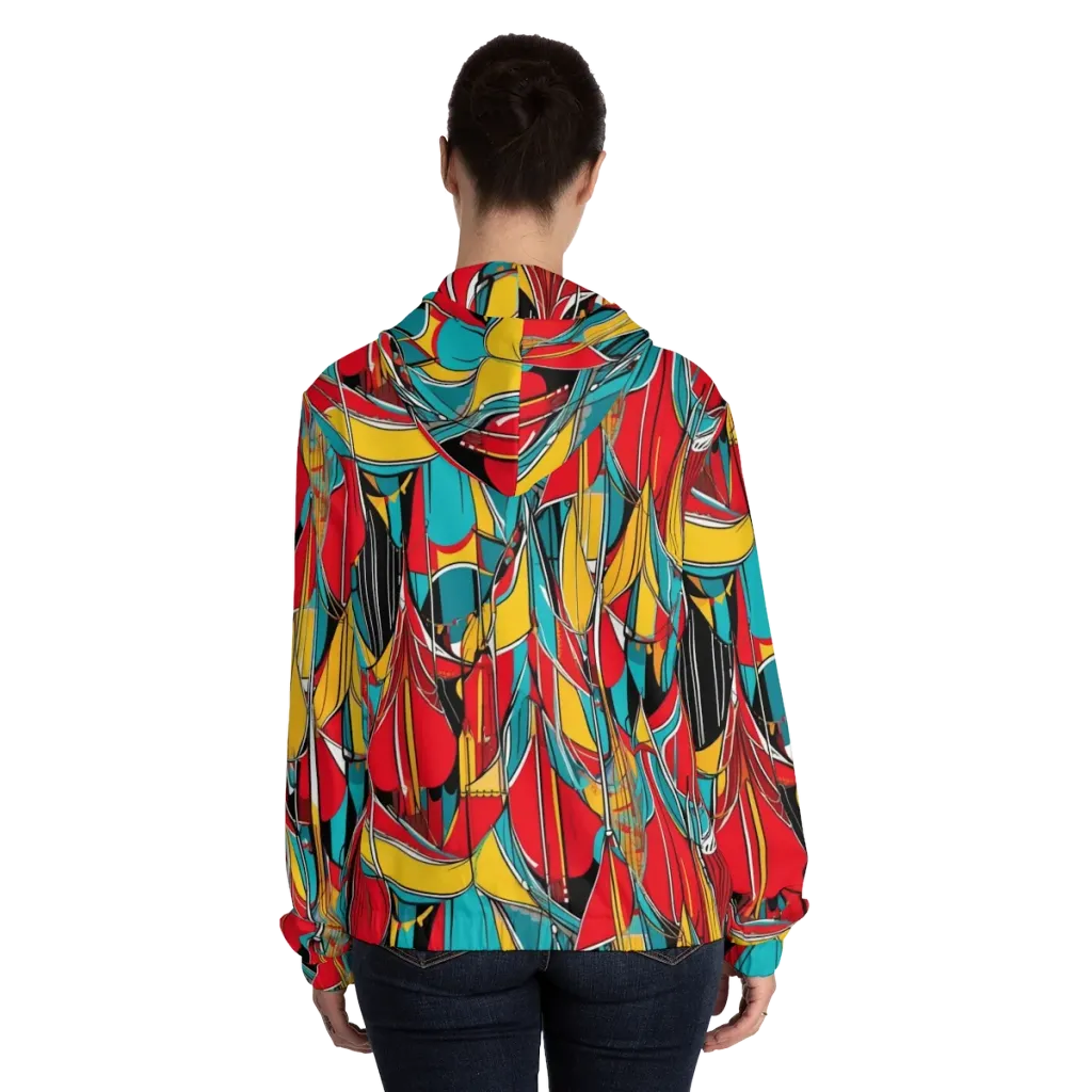 Carnival Drapery on Women's Full-Zip Hoodie — Back On Person