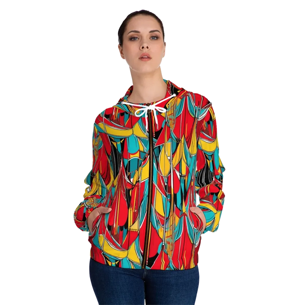 Carnival Drapery on Women's Full-Zip Hoodie — Front On Person