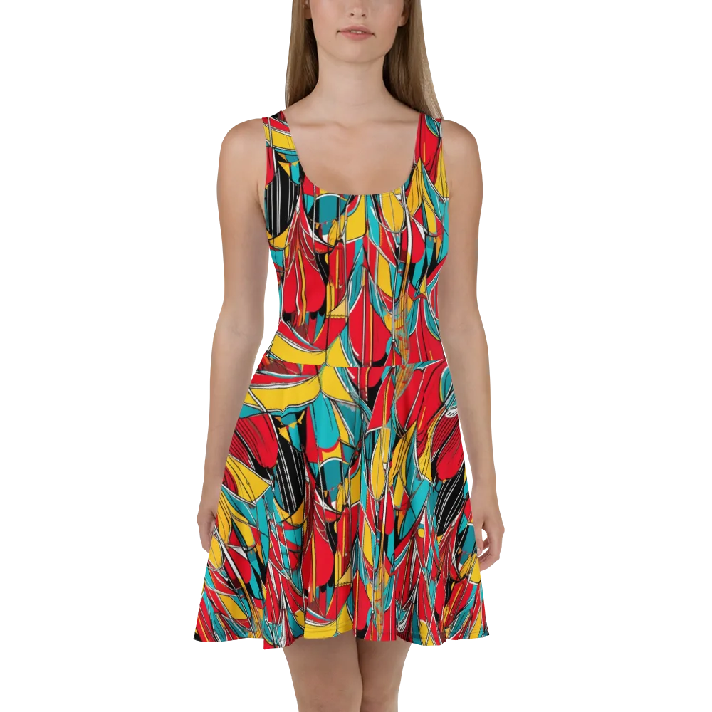 Carnival Drapery on Skater Dress — Front
