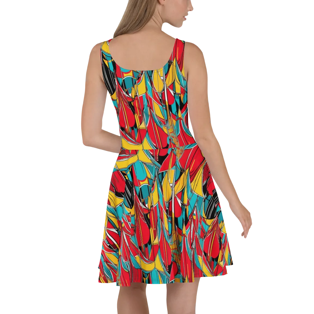 Carnival Drapery on Skater Dress — Back