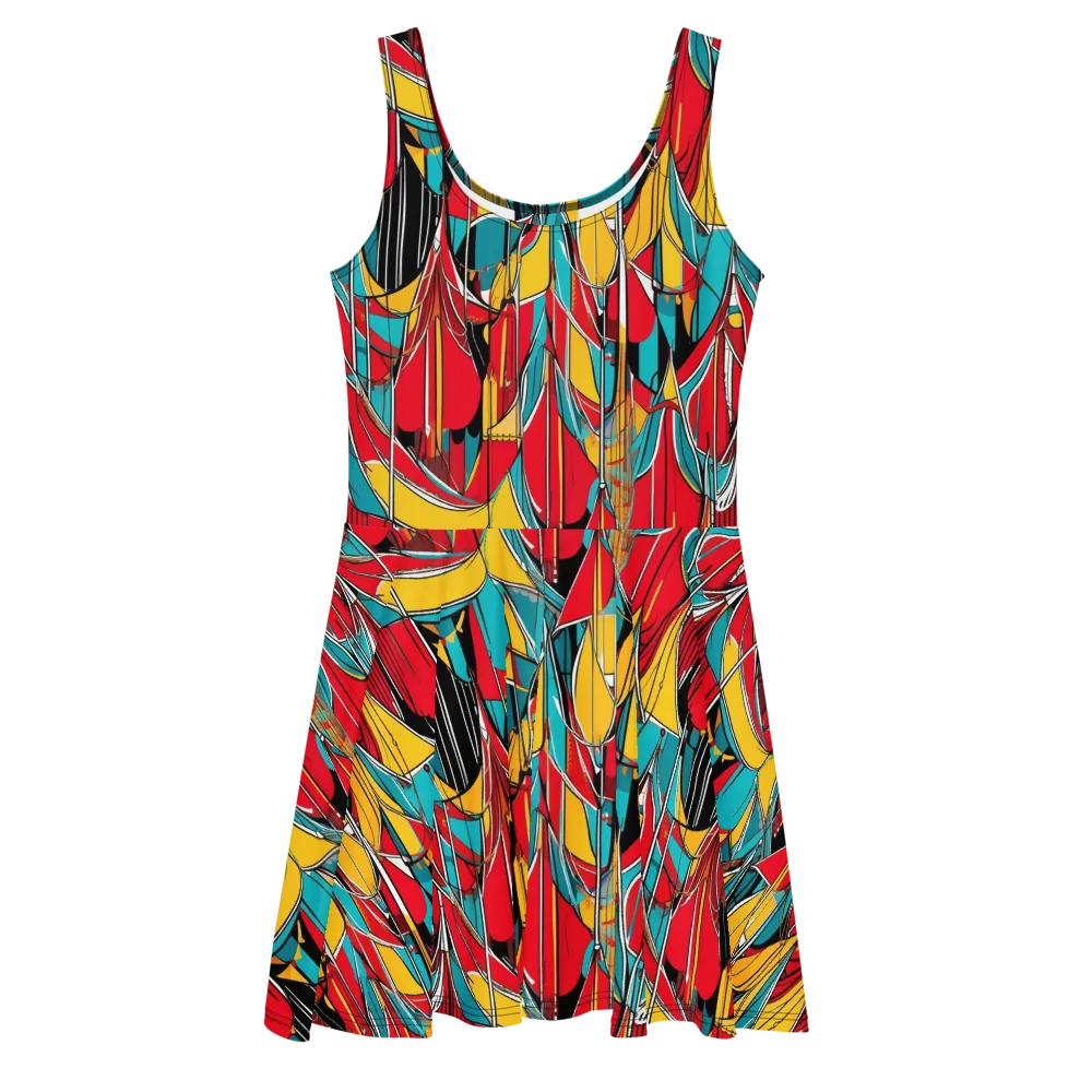 Carnival Drapery on Skater Dress — Front