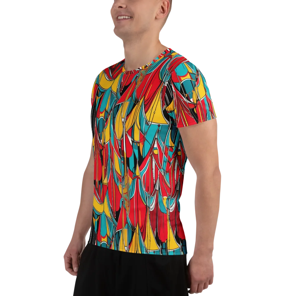 Carnival Drapery on Men's Athletic T-Shirt — Left