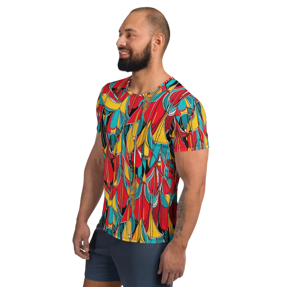Carnival Drapery on Men's Athletic T-Shirt — Left