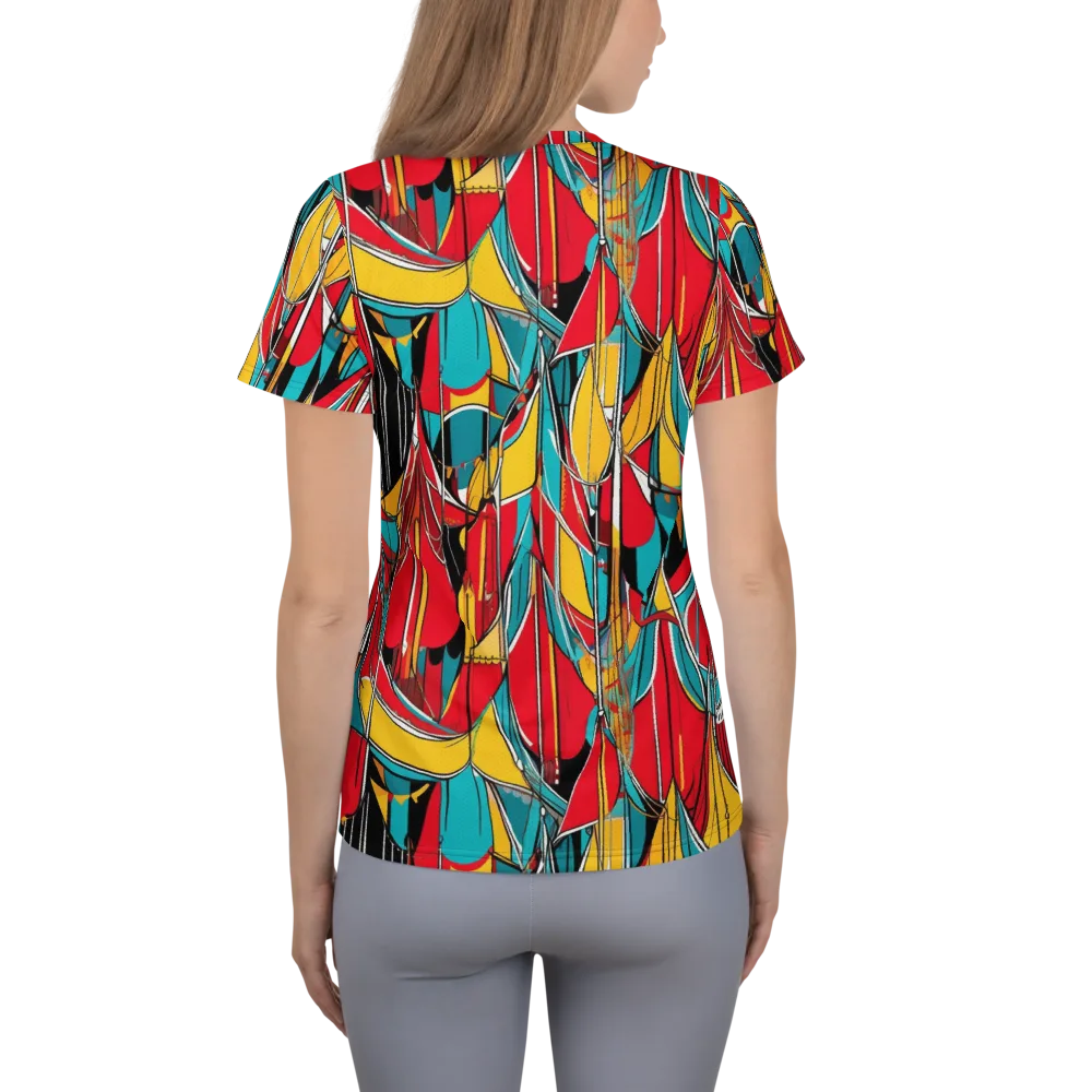 Carnival Drapery on Women's Athletic T-Shirt — Back