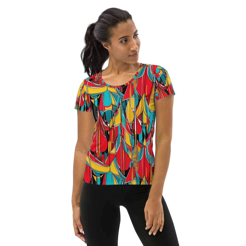 Carnival Drapery on Women's Athletic T-Shirt — Front