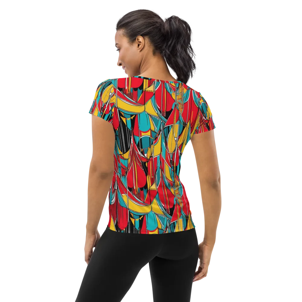 Carnival Drapery on Women's Athletic T-Shirt — Back